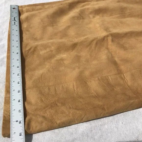 VTG 60s Rare Suede Leather Silk Women’s Pencil Skirt MOD Western Boho USA XS O - Picture 12 of 16